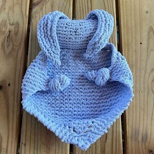 Handmade Carolina Blue Crocheted Bunny Rabbit Plush Stiffed Animal Lovey Baby